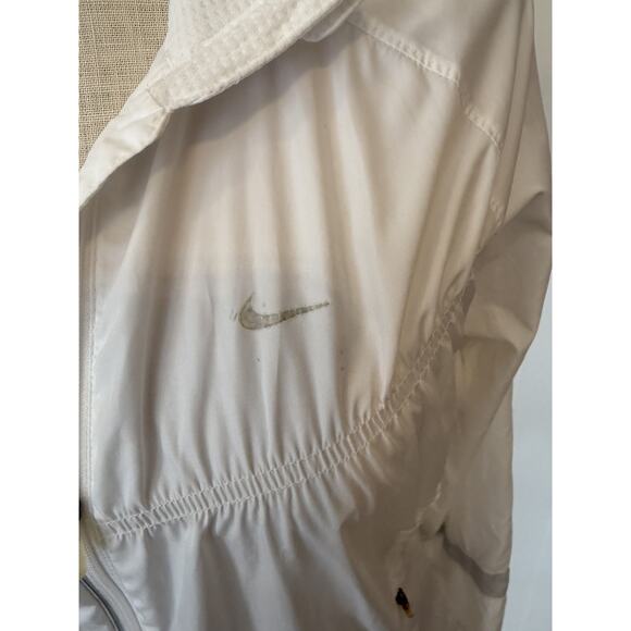 Nike Jacket Womens Large White FitStorm Full Zip Windbreaker Reflective Running - Picture 3 of 15